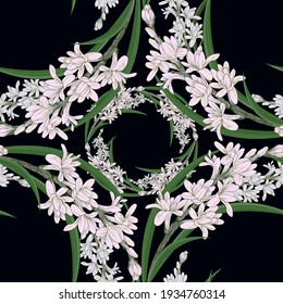 Tuberose - vector image of perfumery and cosmetic plants. Seamless pattern. Use printed materials, fabric prints, posters, postcards, packaging.