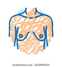 Tuberöse Brustkorrektur Chirurgie Doodle Symbol Skizze Vektor. Brustkorrekturzeichen für Tuberkulose. einzelne Symbolgrafik