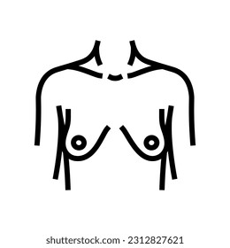 vector de icono de la línea de cirugía de corrección mamaria tuberosa. signo de cirugía de corrección de mama tuberculosa. símbolo de contorno aislado ilustración negra