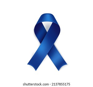 Tuberous sclerosis awareness month symbol. Blue ribbon isolated on white background