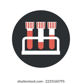 Röhren mit Blutsymbol. Reihe von roten Flaschen, Beurteilung der Zusammensetzung und Analyse des Hämoglobins. Medizinische und chemische Forschung. Test und Experiment im Labor. Cartoon-Flavektor-Vektorgrafik