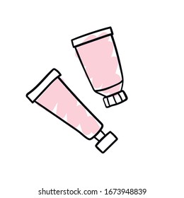 Tubes of cream. Doodles on a white background.