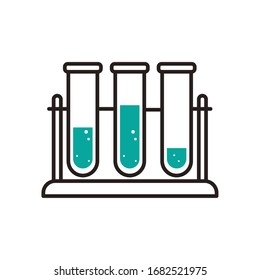 Tubes half line half color style icon design, Chemistry science laboratory research technology biology equipment and test theme Vector illustration