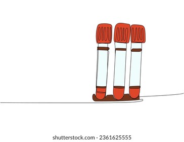 Tubos en soporte, cremallera de tubos de ensayo, pruebas médicas, suministros médicos, equipo de una línea de color arte. Dibujo continuo de líneas de laboratorio, investigación, medicación, atención médica, clínica, desechable, saludable