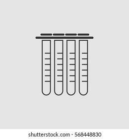 Tubes icon flat. Black pictogram on grey background. Vector illustration symbol