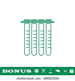 Tubes icon flat. Green pictogram on white background. Vector illustration symbol and bonus button