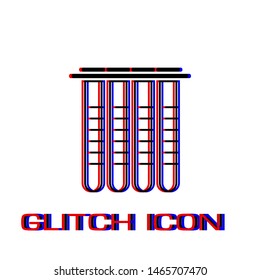 Tubes icon flat. Simple pictogram - Glitch effect. Vector illustration symbol