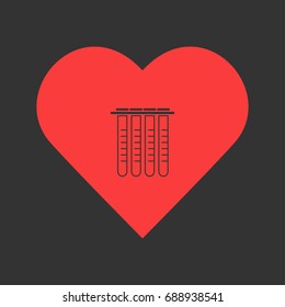 Tubes icon flat. Simple pictogram on heart background. Vector illustration symbol