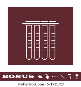 Tubes icon flat. White pictogram on brown background. Vector illustration symbol and bonus icons
