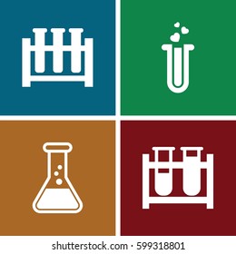 tubes icons set. Set of 4 tubes filled icons such as test tube