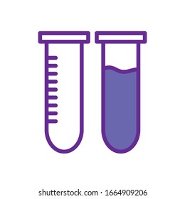 tubes line and fill style icon design, Chemistry substance science laboratory research technology biology equipment and test theme Vector illustration