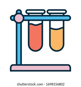 Línea de tubos y relleno diseño de iconos, equipo de biología de la ciencia química de laboratorio de investigación de laboratorio y tema de prueba Ilustración vectorial