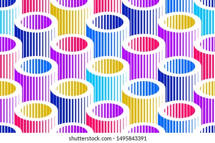 Tubes op art seamless vector background, repeat tiling optical illusion pattern, textile or wrapping paper, website backdrop or wallpaper.