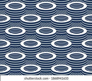 Tubes op art seamless vector background, repeat tiling optical illusion pattern, textile or wrapping paper, website backdrop or wallpaper.