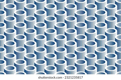 Tubes op art seamless vector background, repeat tiling optical illusion pattern, textile or wrapping paper, website backdrop or wallpaper.