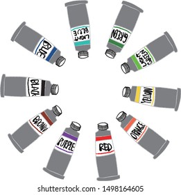 tubes of  paint color hand drawing frame