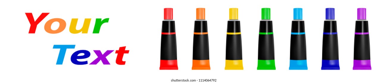 Tubes of paint in different colors.Vector illustration.