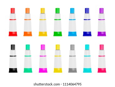 Tubes of paint in different colors.Vector illustration.