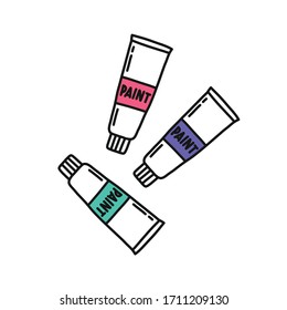 tubes of paint doodle icon, vector color illustration