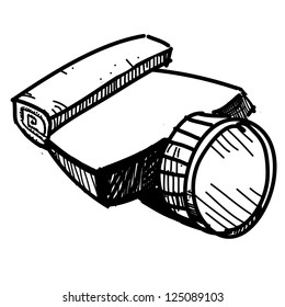 Tubes of paint isolated on white.Sketch fast pencil hand drawing illustration