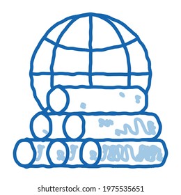 Tubes Planet Earth Problem sketch icon vector. Hand drawn blue doodle line art isolated symbol illustration