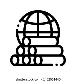 Tubes Planet Earth Problem Vector Thin Line Icon. Tubing Produce Metal Spout Environmental Problem, Industrial Pollution, Contamination Linear Pictogram. Greenhouse Effect Contour Illustration