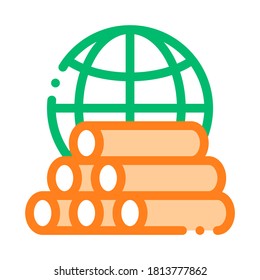 Tubes Planet Earth Problem Vector Thin Line Icon. Tubing Produce Metal Spout Environmental Problem, Industrial Pollution, Contamination Linear Pictogram. Greenhouse Effect Contour Illustration
