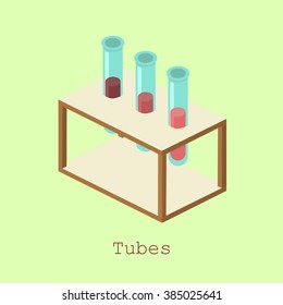 Tubes for research. Isometric vector color illustration.