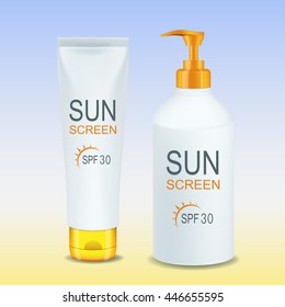 tubes of sun cream. Vector