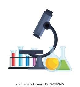 tubes test in holder with microscope