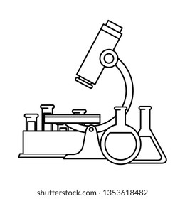 tubes test in holder with microscope