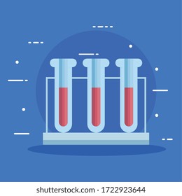 tubes test laboratory in blue background vector illustration design