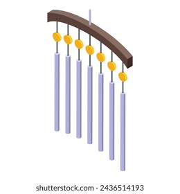 Tubes wind chime icon isometric vector. Musical tinkling arrangement. Hanging decoration instrument