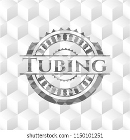 Tubing grey badge with geometric cube white background