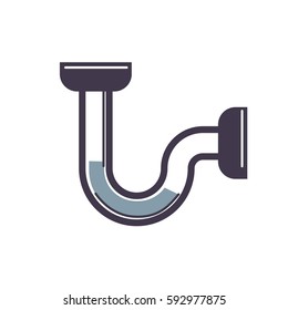 Tubing with water icon graphic design flat style. Watertube sign on white background. Construction piping and plumbing symbol. Vector illustration, pixel icon optimized for various resolutions.