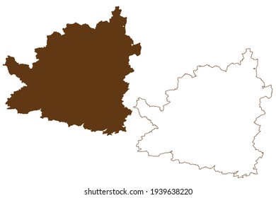 Tubingen district (Federal Republic of Germany, rural district, Baden-Wurttemberg State) map vector illustration, scribble sketch Tubingen map
