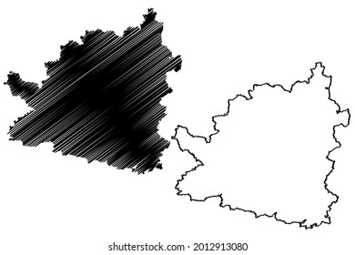 Tubingen district (Federal Republic of Germany, rural district, Baden-Wurttemberg State) map vector illustration, scribble sketch Tubingen map