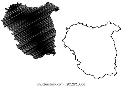 Tubingen region (Federal Republic of Germany, Baden-Wurttemberg State) map vector illustration, scribble sketch Tubingen map