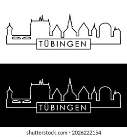 Tubingen skyline. Linear style. Editable vector file.
