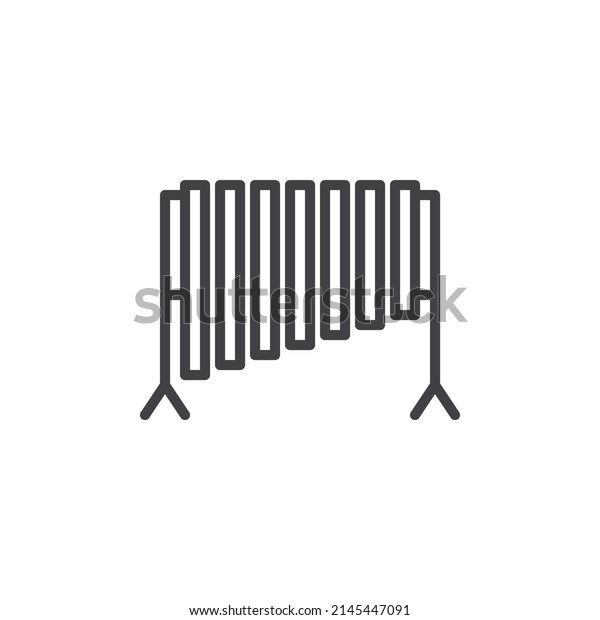 Tubular bells line icon.\
linear style sign for mobile concept and web design. Percussion\
tubular bells outline vector icon. Symbol, logo illustration.\
Vector graphics