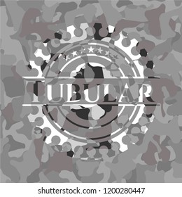 Tubular grey camouflaged emblem