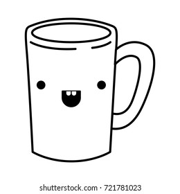 tubular mug of coffee monochrome kawaii silhouette vector illustration