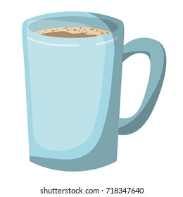 tubular mug of coffee realistic colorful silhouette vector illustration