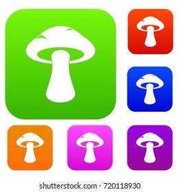 Tubular mushroom set icon color in flat style isolated on white. Collection sings vector illustration