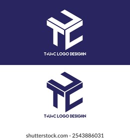 Diseño de logotipo de forma hexagonal TUC. Plantilla de Vector de logotipo tridimensional