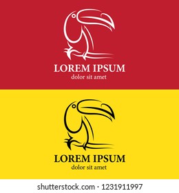 Tucan bird logo design with white yellow and black background 