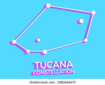 Tucana constellation 3d symbol. Constellation icon in isometric style on blue background. Cluster of stars and galaxies. Vector illustration