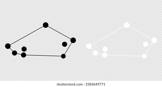Tucana constellation map set. Vector illustration.
