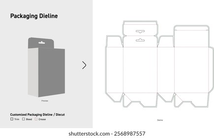 Tuck End auto lock hook box Dieline