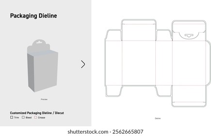 Tuck End Box back open hookDieline